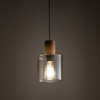 Lampa wisząca szklany klosz + akcent drewna SIERRA WOOD 1xE27 Tk Lighting 11800