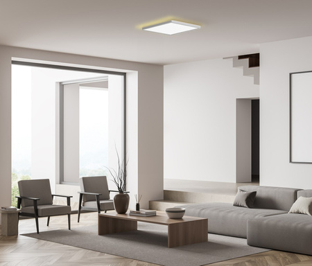 Kwadratowy niski plafon sufitowy LED biała obramówka  Aleria Italux PLF-39573-450S-50W-WH