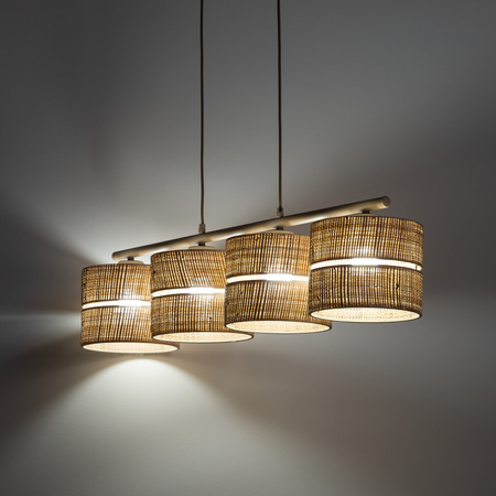 Poczwórna lampa wisząca z abażyrkami z rafii 4XE27 CALMA Tk Lighting 11603