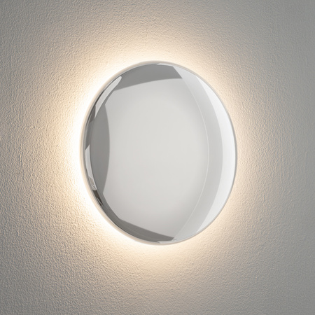 Ozdobny okrągły kinkiet podświetlający ścianę w kolorze chrom IP65 ASTRA LED 3000K Nowodvorski 11940