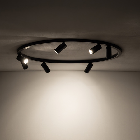 Czarna lampa sufitowa ring 80cm – okrągła forma z punktowymi światłami 7xGU10 FOURTY ROUND Nowodvorski 11944