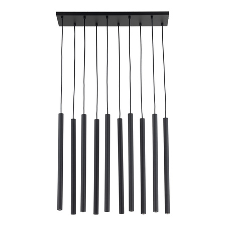 Lampa wisząca 10 metalowych cienkich karbowanych rurek na prostokatnej podstawie FERRO BLACK 10XG9 LISTWA 10xG9 Tk Lighting 11489