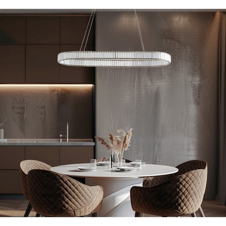 Owalna lampa wisząca w kolorze złotym w stylu glamour SPARKING PENDANT 120 CCT DIMM GO + REMOTE CONTROL AZZARDO AZ6567