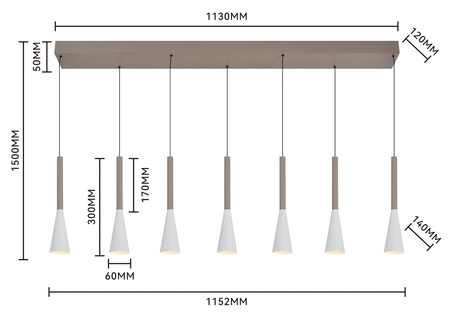 Lampa wisząca siódemka prosta Trompto kaszmirowa Aviano Lighting 7050-724