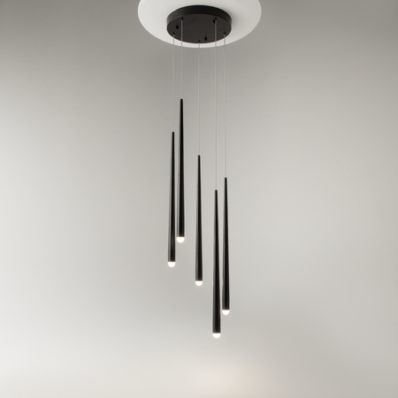 Lampa wisząća 5 czarnych sopli na kole LED Cascade MOD132PL-L30BK Maytoni