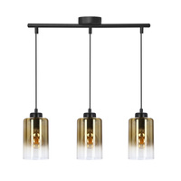 Aspra lampa wisząca czarny 3x60w e27 klosz bursztynowy Candellux 33-16270