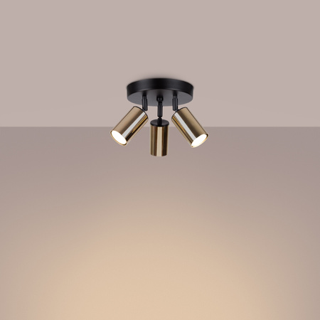 Plafon WINX 3P czarny/złoty Sollux SL.1385