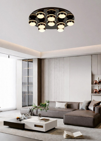 Plafon dziesiątka okrągły LED Biarritz czarny chrom Aviano Lighting 9047-1005
