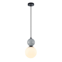 Lampa wisząca jasno szara kula z białym kloszem o średnicy 18cm 1xE27 Mastal Italux PND-36603-1M-BK-GR
