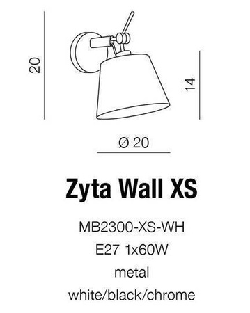 Kinkiet ZYTA WALL XS BLACK ZFBK Azzardo AZ1565