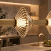 Lampa wisząca złota ryflowana pozioma tuba ze szklanymi kloszami Padre Gold 18W LED Milagro ML2799
