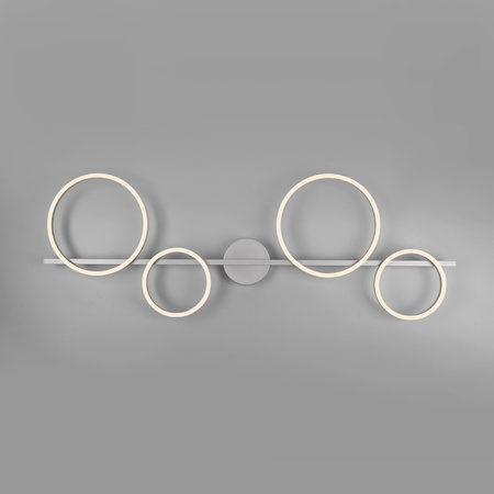 Podłużna srebrna lampa sufitowa LED cztery ringi z funkcją ściemniania SwitchMo MINI RITUS Just Light 14211-21