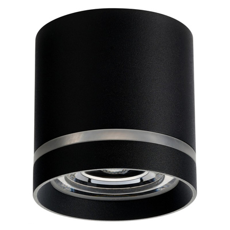 Oprawa natynkowa czarna tuba z paskiem dekoracyjnym VICI IP44 12W CCT SWITCH BK AZZARDO AZ6039
