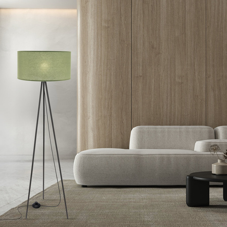Lampa podłogowa z miętowym abażurem czarny trójnóg SHANTI 1xE27 Candellux Studio 51-38753