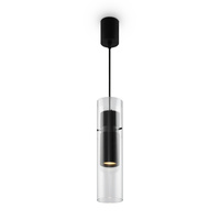 Czarna ryflowana lampa wisząca z transparentnym szklanym kloszem Dynamics MOD326PL-01B Maytoni
