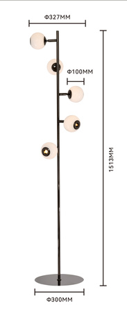 Lampa podłogowa piątka LED Luberon czarny chrom Aviano Lighting 3051-505