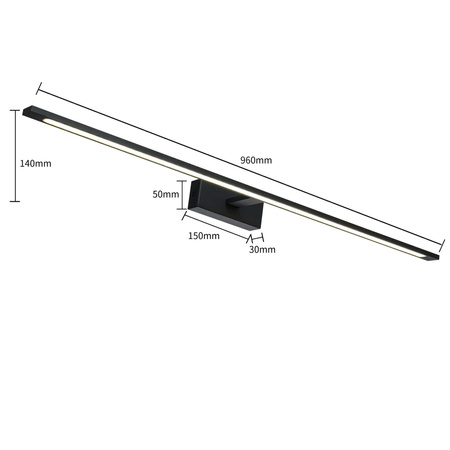Kinkiet Isla XXL czarny 96cm IP44 LED CCT Light Prestige GS-LWB-32W BK CCT