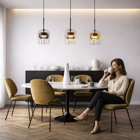 Lampa wisząca pojedyńcza z podwójnym kloszem bezbarwnym i dymionym GLAXI 1xGX53 Candellux Studio 31-50359