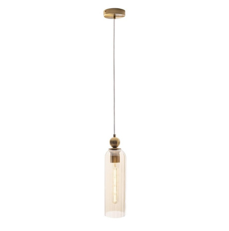 Pojedyńcza lampa wisząca mosiężna z bursztynowym kloszem CAMPANILA CHAMPAGNE GLASS MAXLIGHT P0510