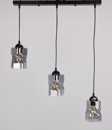 Felis lampa wisząca czarny 3x60w e27 klosz dymiony Candellux 33-00149