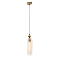 Pojedyńcza lampa wisząca mosiężna z bursztynowym kloszem CAMPANILA CHAMPAGNE GLASS MAXLIGHT P0510