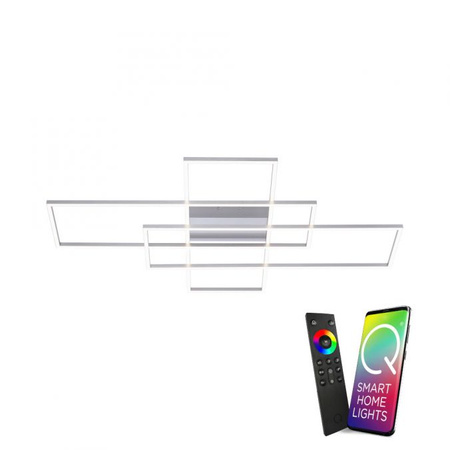 Lampa sufitowa plafon srebrny Q-INIGO LED Paul Neuhaus 8195-55 sterowana pilotem funkcja smart