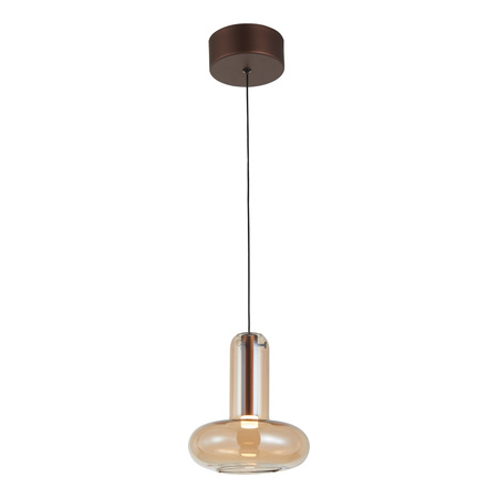 Lampa wisząca miedziana z bursztynowym kloszem LED 3000K Carote Italux PND-24011-1-COPP