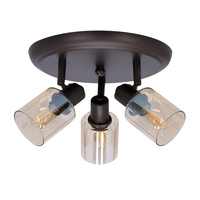 AGRA LAMPA SUFITOWA PLAFON BRUNATNY 3X40W E14 KLOSZ BURSZTYNOWY Candellux 98-25067