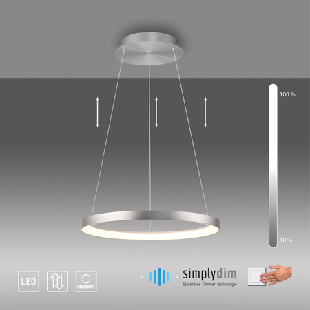 Lampa wisząca okrąg w kolorze aluminium 57cm LED 3000K HOOP Paul Neuhaus 2851-95 