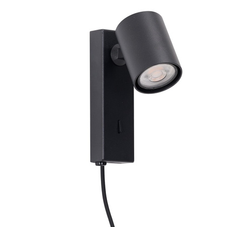 Czarny kinkiet z przewodem do gniazdka EXO WALL PLUG BK Azzardo AZ7264
