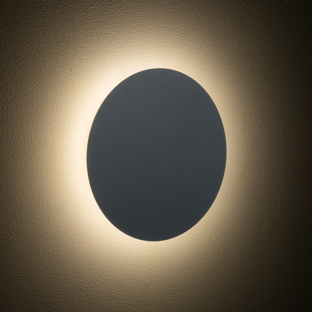 Okrągły metalowy płaski kinkiet 25cm w kolorze szarego błękitu - podświetlenie ściany RING LED M 3000K Nowodvorski 12665