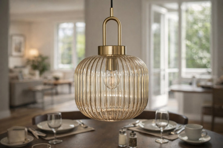Lampa wisząca z ozdobnym ryflowanym kloszem ARIA Kaja Lighting K-5896