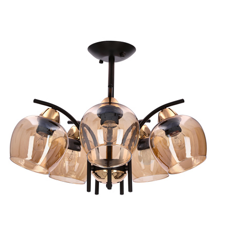 MERRA lampa wiszaca czarny 5x40W E27 klosz bursztynowy Candellux 35-35325