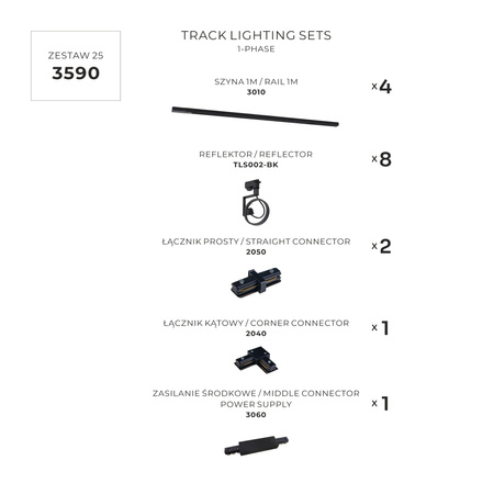 ZESTAW SZYNOPRZEWÓD jednoobwodowy GU10/ES111 Zuma Line 3590