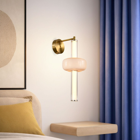 Kinkiet mosiężny biała tuba z kloszem PURAS 12W LED 3000K Candellux Studio 21-50601