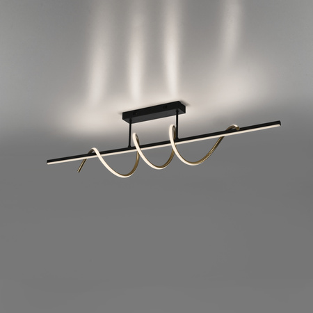 Lampa sufitowa spirala w kolorze czarnym i mosiężnym EMANDA LED 3000K z funkcją SwitchMo Just Light 19112-68