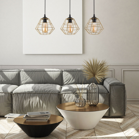 DIAMOND NEW BLACK/GOLD LAMPA WISZĄCA 3 PL LISTWA TK Lighting 4642