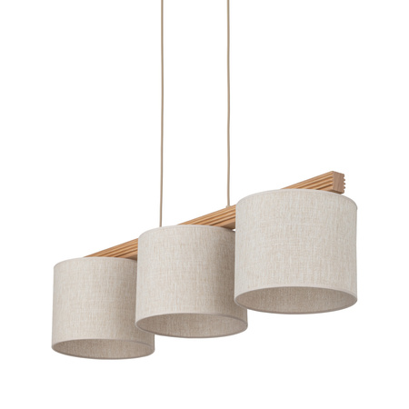 Lampa wisząca 3 abażury na drewnianej belce VIGA SHADE SOSNA 3xE27 Tk Lighting 11882