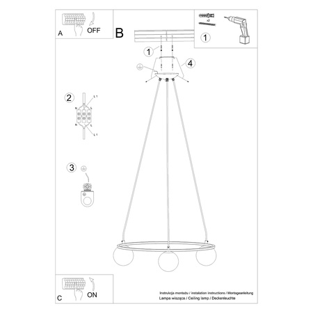 Lampa wisząca YOLI 3 Sollux SL.1213