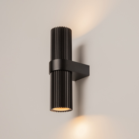 Czarny ryflowany dwukierunkowy kinkiet Dynamics MOD326WL-02B Maytoni