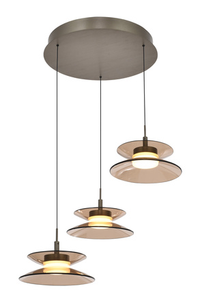 Lampa wisząca trójka okrągła Crema brąz / klosz coffee Aviano Lighting 5058-321