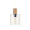 Lampa wisząca szklany klosz + akcent drewna SIERRA WOOD 1xE27 Tk Lighting 11800