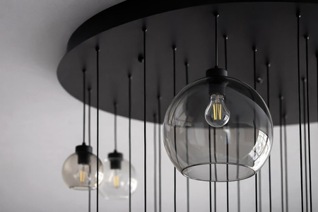 Czarna lampa wisząca z kloszami na antresolę ROTUNDA Kaja Lighting KP-20
