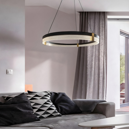 Lampa wisząca Plum Triangle 60 cm czarno-transparentna LED CCT Light Prestige LP-0407/1P M BK Triangle