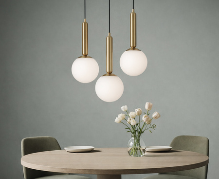 Czarna lampa wisząca z białymi kloszami - kulami TOKI Kaja Lighting K-5862