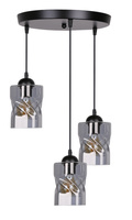 Felis lampa wisząca talerz czarny 3x60w e27 klosz dymiony Candellux 33-00200