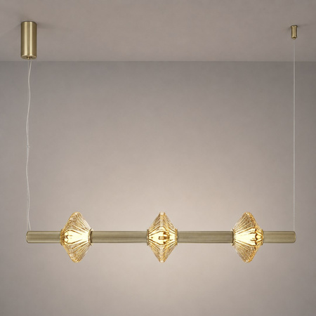 Lampa wisząca złota ryflowana pozioma tuba ze szklanymi kloszami Padre Gold 18W LED Milagro ML2799