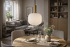 Lampa wisząca z białym kloszem i złotym detalem FABIO Kaja Lighting K-5871