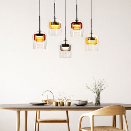 Lampa wisząca pięć zwisów z podwójnymi mix kloszami GLAXI 5xGX53 Candellux Studio 35-50434