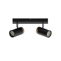LAGOS LAMPA SUFITOWA CZARNY 2X15 GU10 KLOSZ CZARNY+DREWNIANY Candellux 92-13712